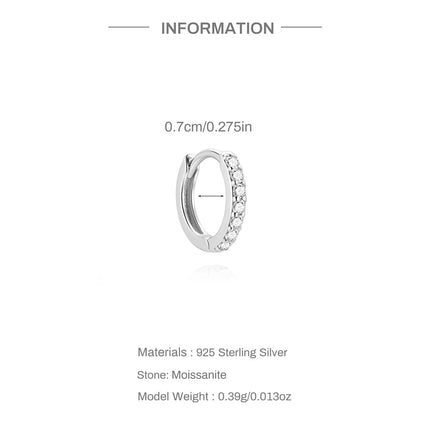 CANNER 1PC 6/7/8/9mm Moissanite 925 Sterling Silver Hoop Earrings Women Round Circle Piercing Earings Personalized Fine Jewelry PlatiNum