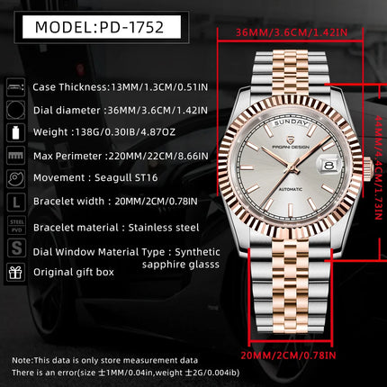 PAGANI DESIGN quadrante smaltato 2025 nuovi orologi da uomo DD36 argento oro orologio automatico di lusso da uomo orologio da polso meccanico impermeabile