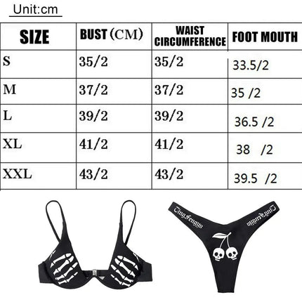 Set bikini gotici da donna in poliestere morbido con motivo teschio, costume da bagno alla moda multifunzionale PlatiNum