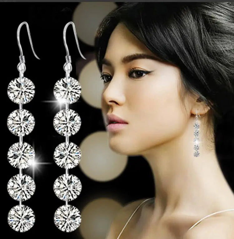 1CT Moissanite Long Drop Earrings For Women 925 Sterling Silver Brilliant Lab Diamond Brides Bridesmaid Dangling Earrings PlatiNum