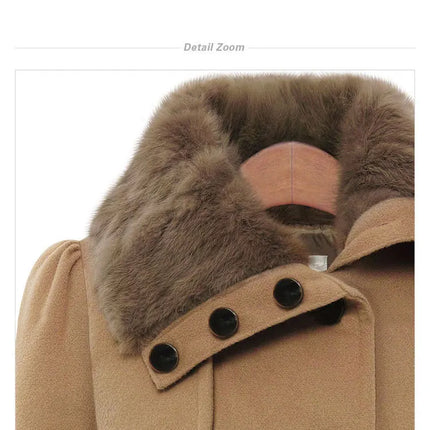 women woolen coat 2026 New fitted mid-length woolen coat double-breasted thickened overcoat + belt women's clothing