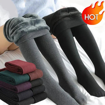 Colorful Fleece Lined Tights Women Winter Thermal Pantyhose Polar Skin Black Effect Stockings Leg Warmers Thick Opaque Leggings PlatiNum