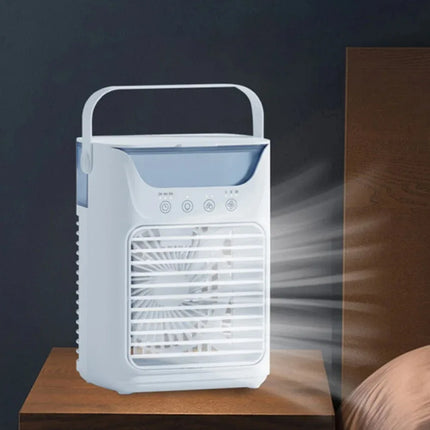 Condizionatore d'aria portatile USB, mini ventilatore rinfrescante, 3 velocità, serbatoio acqua da 650 ml, umidificatore spray, raffrescatore evaporativo silenzioso da tavolo, ventilatore portatile personale, ricaricabile, p