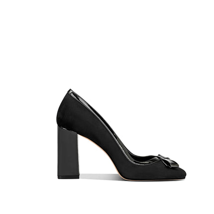 Eleganti tacchi a spillo in pelle scamosciata kaki 2025 Punta quadrata alla moda autunnale comoda per le donne piccole