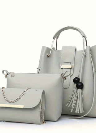 Set di 3 Borse da Donna in Pelle PU: Borsa a Tracolla, Borsa a Mano e Pochette, Combo Elegante per Signore