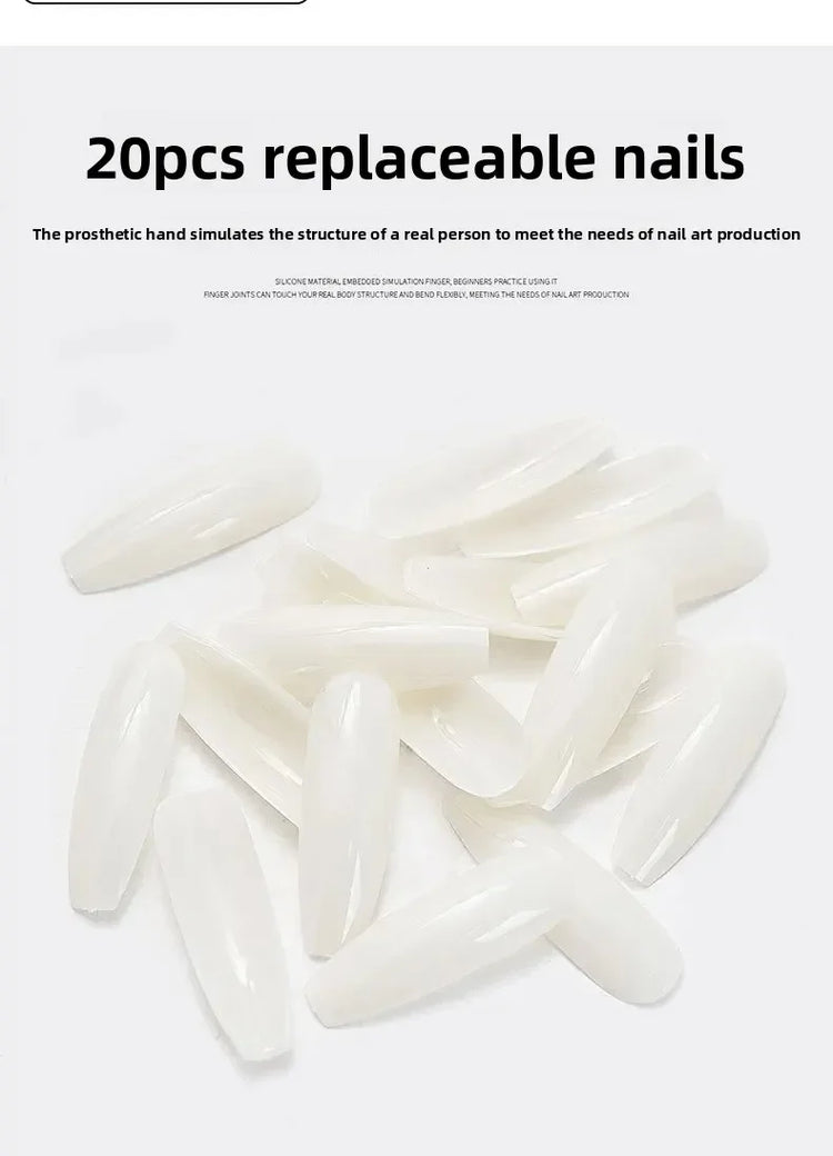 Bendable Nail Simulation Practice Finger Silicone Soft Nails Art Training Fake Finger for Acrylic DIY Display Manicure Tool 2028
