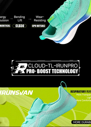 IRUNSVAN Men's Carbon Plate Sneakers Professional Marathon Racing Running Shoes High Quality  Shoes Comfortable Sports Shoe PlatiNum