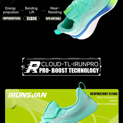 IRUNSVAN Men's Carbon Plate Sneakers Professional Marathon Racing Running Shoes High Quality  Shoes Comfortable Sports Shoe PlatiNum