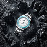 TOP PAGANI DESIGN PD1662 GMT Orologio meccanico automatico da uomo Cinturino in acciaio inossidabile Anello in ceramica blu Quadrante bianco Resistente all'acqua fino a 100 m Orologi da polso sportivi da uomo luminosi per uom