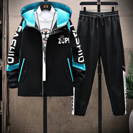 Spring Autumn Men Tracksuit Set Casual Sportswear Hooded Jackets Pants 2 Piece Sets Hip Hop Running Sports Suit