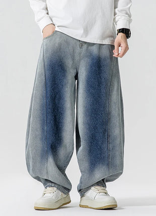 Jeans Pantaloni casual stile americano da uomo Pantaloni lanterna da uomo larghi alla moda Streetwear Pantaloni hip-hop da uomo in denim oversize a gamba larga