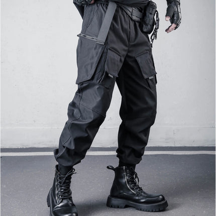 2026 New Streetwear Joggers Pants Men's Multi-Pockets Tactical Cargo Pant Black Utility Work Elastic Waist Casual Trousers