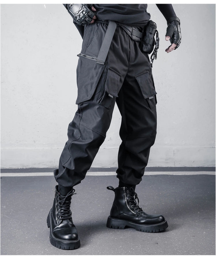 2026 New Streetwear Joggers Pants Men's Multi-Pockets Tactical Cargo Pant Black Utility Work Elastic Waist Casual Trousers