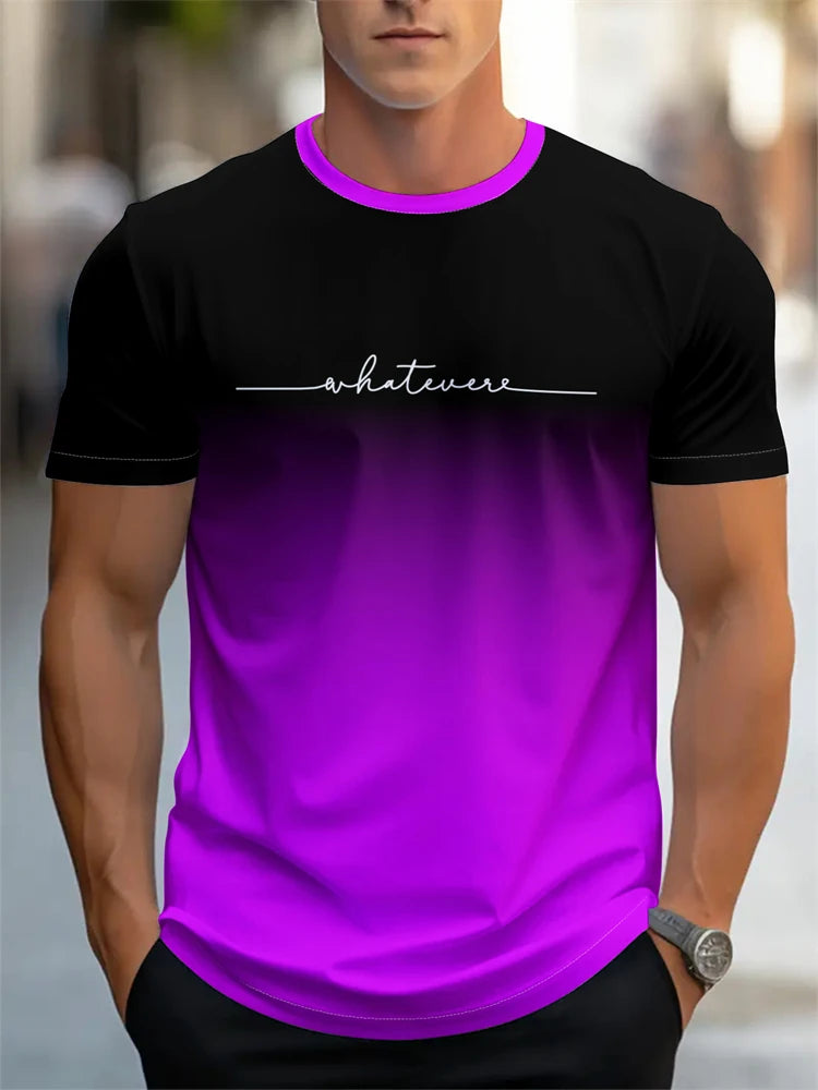 T-shirt stampata con motivo a lettera estiva da uomo T-shirt da uomo traspirante comoda semplice girocollo Sport all'aria aperta Top casual