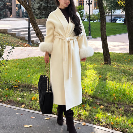 TARUXY Fox Fur Woolen Coats Women's Short Coat Office Lady Removable Elegant Double-sided Wool Overcoat 2025 New Cardigan Jacket