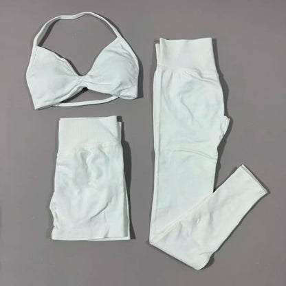 Yoga fitness set 3pcs Impact Gym Set Women Bras and Yoga Set High Waist Scrunch Seamless Shorts Fitness Clothes Activewear Work