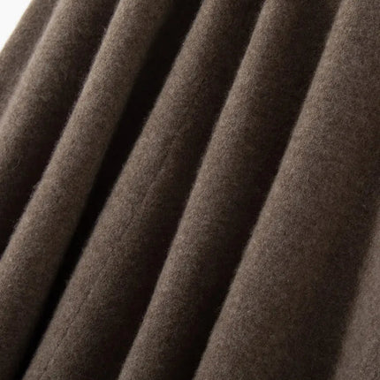 Classic Autumn Winter Wave Skirt 100% Cashmere Skirt Women A-Line Skirt Female Double Elastic Waist Pocket Warm Knit Long Dress PlatiNum