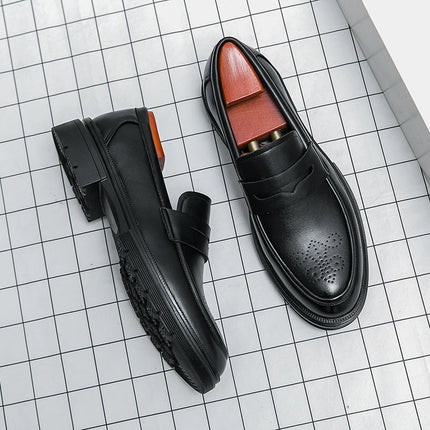 Scarpe Casual con suola spessa di lusso primaverile mocassini Penny neri da uomo scarpe eleganti da ufficio marrone per Mentênis masculino