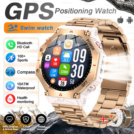 T-Rex 3 Grado Ultra Militare GPS Astuto Della Vigilanza 10ATM Bussola Impermeabile Altimetro Barometrico AMOLED Uomini HD Chiamata Sport Smartwatch platinumshop