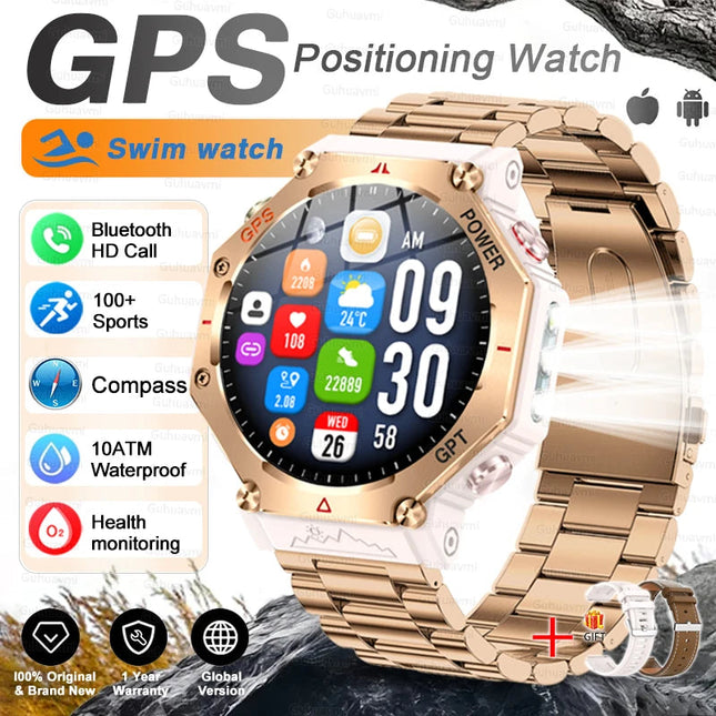 T-Rex 3 Grado Ultra Militare GPS Astuto Della Vigilanza 10ATM Bussola Impermeabile Altimetro Barometrico AMOLED Uomini HD Chiamata Sport Smartwatch platinumshop