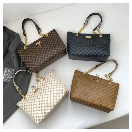 Women Luxury Design Tote Bag  Large Capacity Handbag Fashion Printing Shoulder Bag Trendy New Shopping Bag Purse PlatiNum