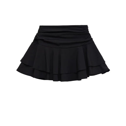 ETJ 2025 Sommer Damen Neue Mode Sexy Hot Girl Stil Rüschen gestapelt Dekoration Rock Hose Kurze Mid-Waist