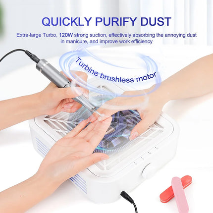 Powerful 130W Nail Dust Extractor Vacuum Cleaner 6 Gear Adjustable Suction with 360° Flexible Tube Manicure Dust Collector for Nail Stylist Salon & Home Nail Art