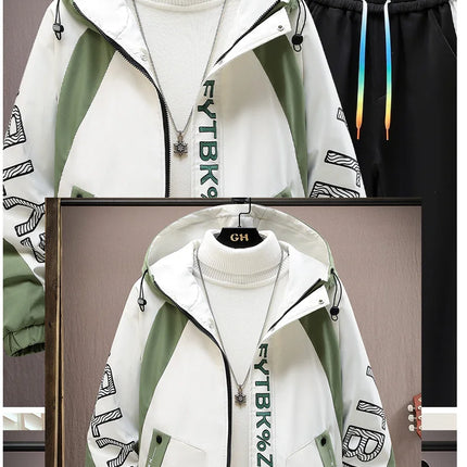 Winter Warm Hooded patchwork Jacket+Pant 2-piece Set Men Set Sports Suit Fleece Thickened Sportswear Casual Men Tracksuit