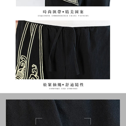 Kimono da uomo in cotone e lino costume da samurai giapponese Ukiyo-e cintura con stampa pantaloni stile harem retrò pantaloni larghi da uomo Hip Hop Harajuku Haori