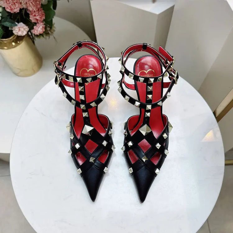Nuovi Sandali con Tacco Alto e Borchie Primavera/Estate 2026, Sandali a Punta con Tacco Sottile, Scarpe Singole con Borchie platinumshop