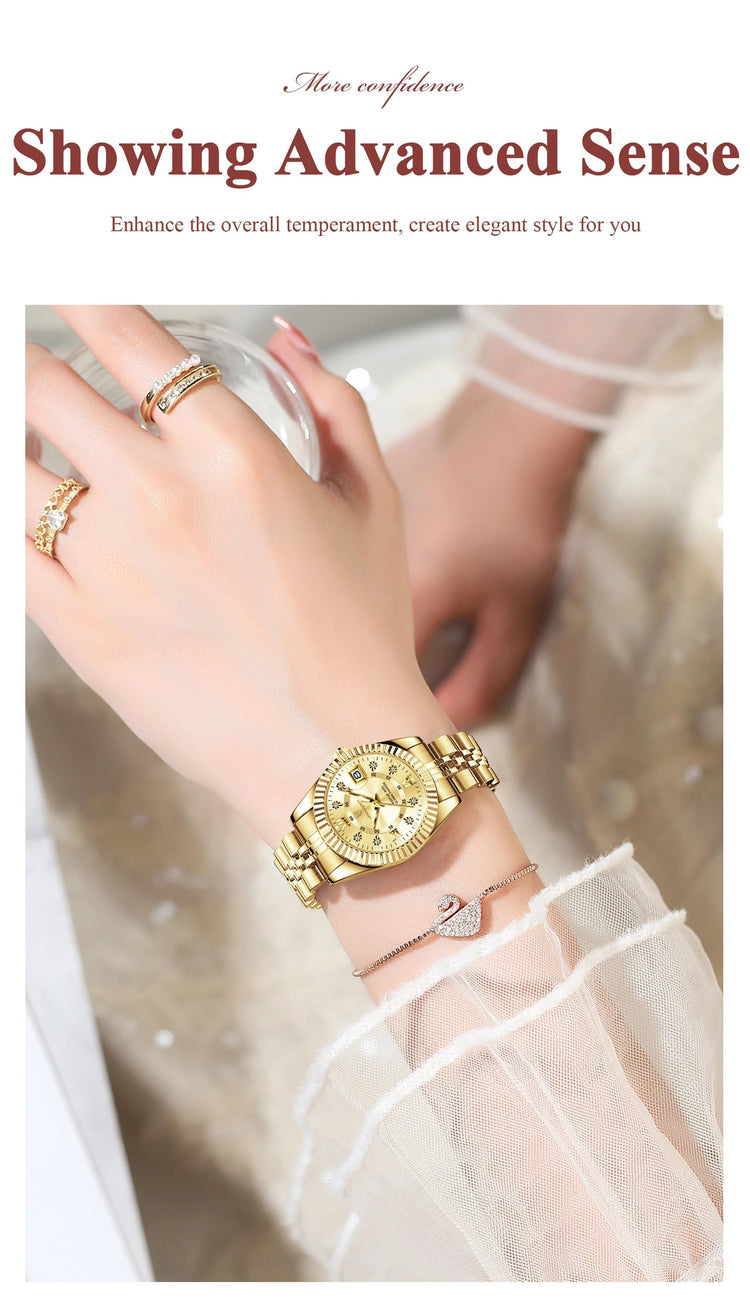 POEDAGAR Orologio da polso da donna alla moda Impermeabile Data luminosa Orologi da donna eleganti Orologio al quarzo in acciaio inossidabile per donna Reloj platinumshop
