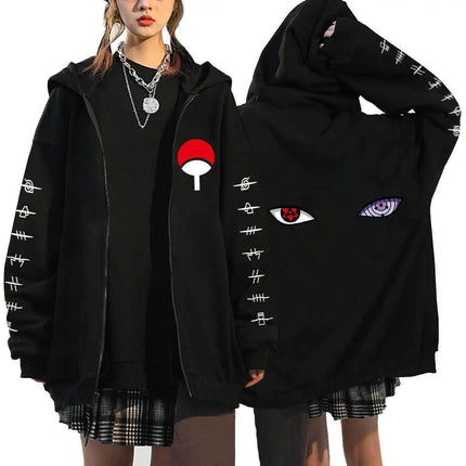 Naruto Anime Zip Up Hoodie Cartoon High School Hooded Men Women Sweatshirts Harajuku Autumn Winter Zipper Pullover Fans Gift Toy