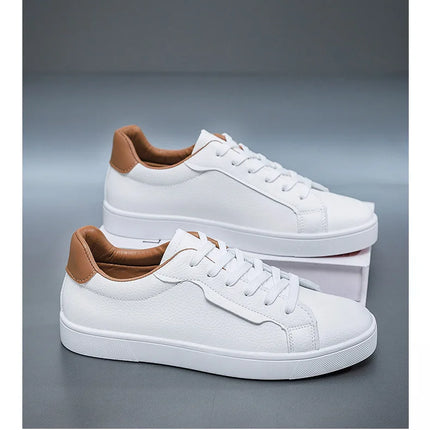 2026Mens Board Shoes Classic Lace Up Lightweight Breathable Casual Leather Sports Shoes Daily Comfortable Male Business Sneakers