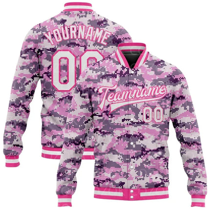 Custom Skull 3D Printed Baseball Button Jacket Bomber Full-Snap Varsity Letterman Jacket
