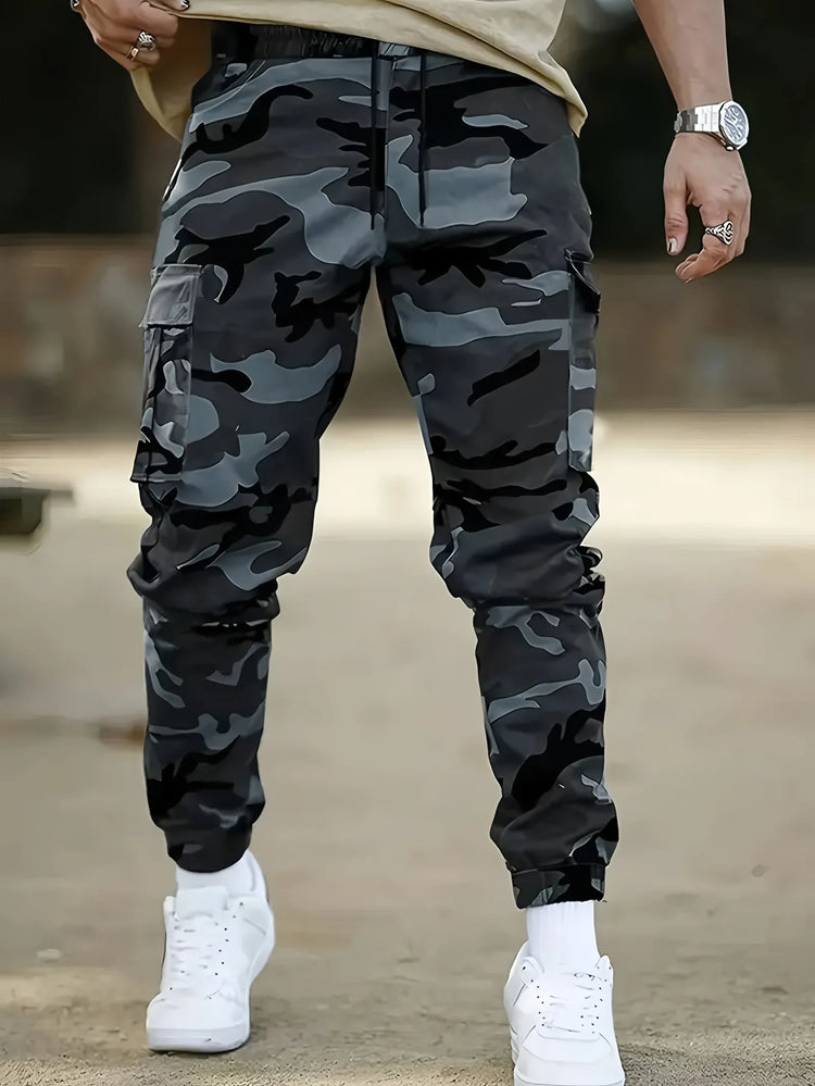 Men's  Camouflage Cargo Pants Sweatpants Outdoor Bunched Long Trousers  Casual Autumn Multi-Pocket Durable Workwear Male Trouser
