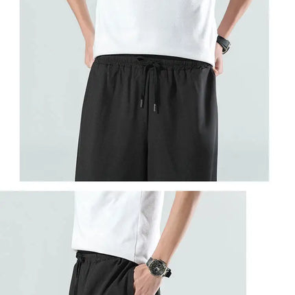 Pantaloncini Estivi da Uomo Stile Cinese Harajuku, Pantaloni Harem Oversize, Pantaloni Vintage Traspiranti a Tinta Unita, Lunghezza al Polpaccio
