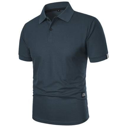 Men's Casual Short Sleeve Button-Up Lapel Solid Color T-Shirt