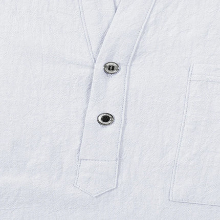 Men's Lightweight Shirts Cotton Linen Henley Long Sleeve Shirts for Men Beach Hawaiian V-Neck Top Breathable Polo