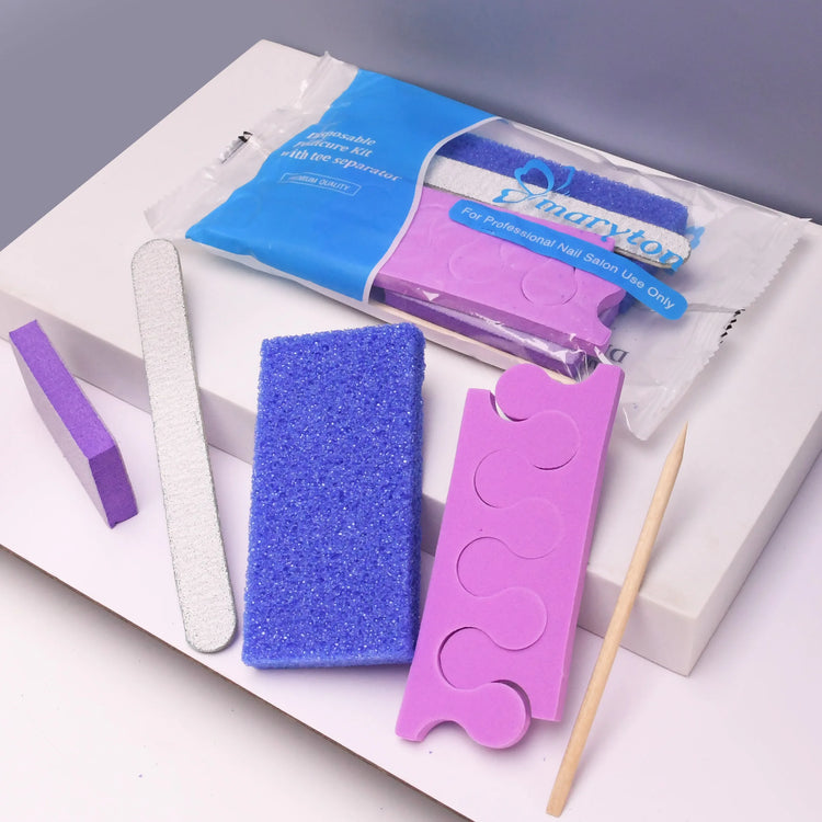 600 Sets/Carton Disposable 5Pcs Pedicure Sets Nail Art Sanding Sandpaper Wooden Nail File Kits Tools Set