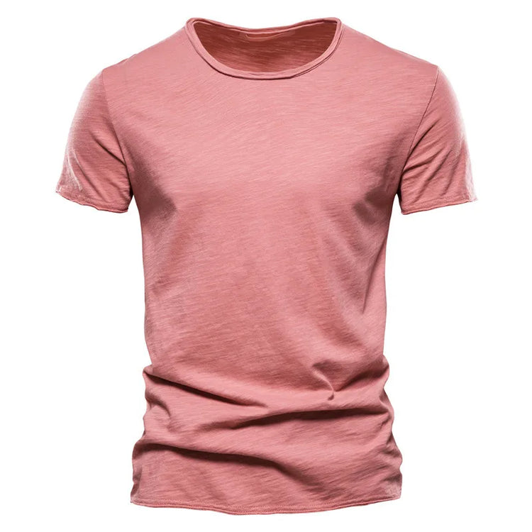 T-shirt da uomo in cotone 100% di qualità del marchio con scollo a V Fashion Design Slim Fit Soild T-shirt da uomo Top Tees T-shirt a maniche corte per uomo