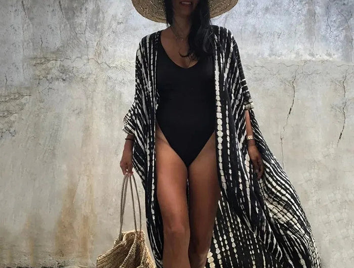 Copricostume da spiaggia da donna con apertura sul davanti, maxi cardigan, kimono, costume da bagno con cinture platinumshop