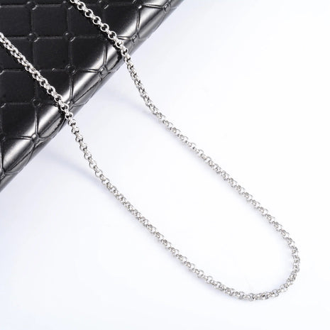 Collana classica in acciaio inossidabile per donna uomo rotondo Rolo Link O catena girocollo sul collo accessori per gioielli colore argento/oro PlatiNum