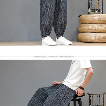 Pantaloni a Gamba Larga Stile Cinese in Corduroy, Pantaloni Lantern da Uomo, Comodi e Traspiranti per Autunno e Inverno, Jogger Casual