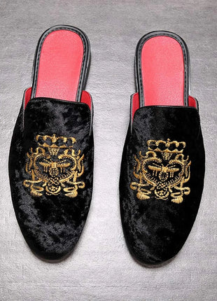 Pantofole antiusura in pelle da uomo Mocassini slip-on in velluto Scarpe da mulo alla moda