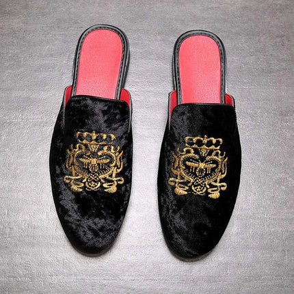 Pantofole antiusura in pelle da uomo Mocassini slip-on in velluto Scarpe da mulo alla moda