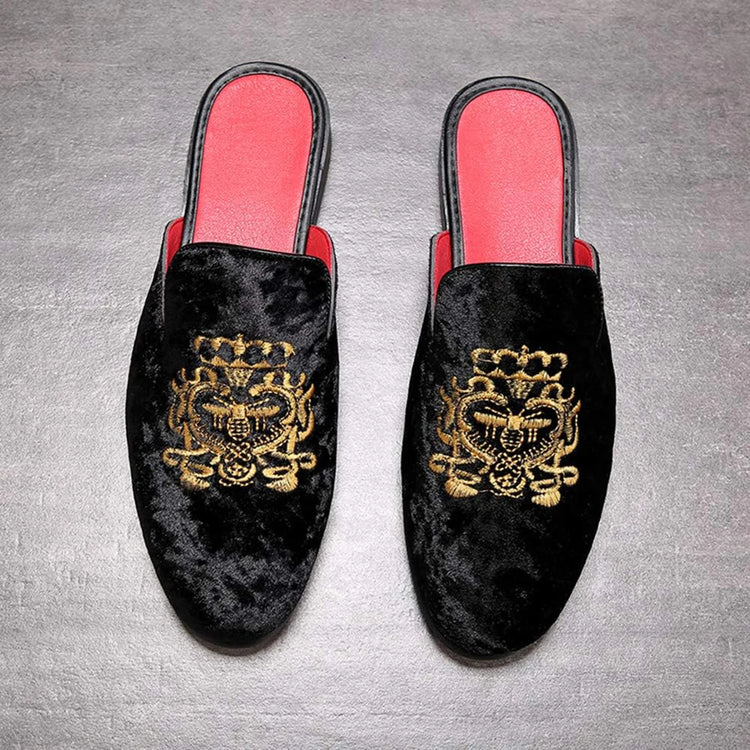 Pantofole antiusura in pelle da uomo Mocassini slip-on in velluto Scarpe da mulo alla moda