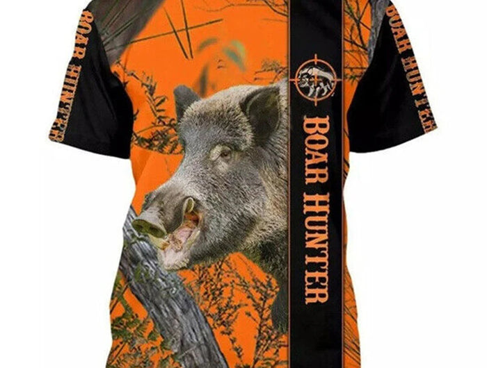 Men's Camo Hunting Wild Boar 3D Print T-Shirt Sport Short Sleeve Tee Tops Casual O Neck Streetwear T-shirt Men's Clothing