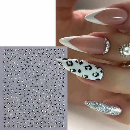 3Pcs Leopard Print Nail Stickers Easy DIY Manicure Decals Party Wedding Nail Art Decorations