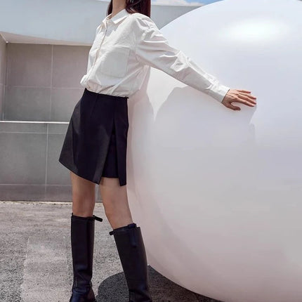 Gonne casual semplici da donna, stile coreano, a vita alta, per l'ufficio, da pendolare, a trapezio, tinta unita, abbinabili a tutto, gonne femminili
