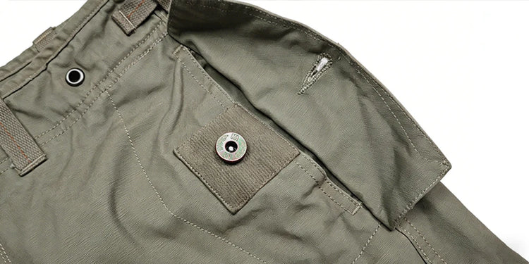 Men's Multi Pocket Cargo Pants Vintage 100% Cotton Loose Straight Tactical Pants Zippered Ankle Cuffs Work Streetwear Trousers